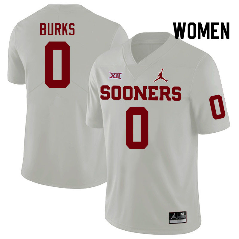 Women #6 Deion Burks Oklahoma Sooners College Football Jerseys Stitched-White